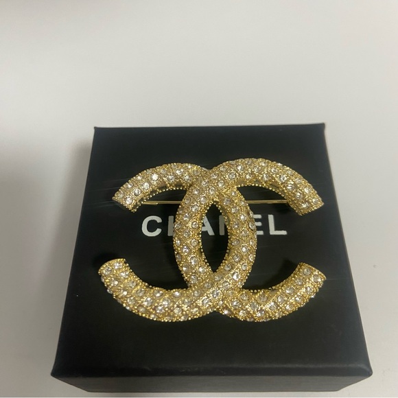 CHANEL Jewelry - Chanel Gold Crystal Brooch
